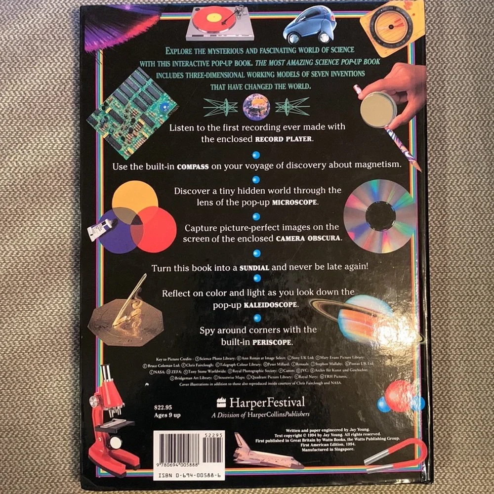 The Most Amazing Science Pop Up Book pop-up magnet compass camera Ages 9+ EUC